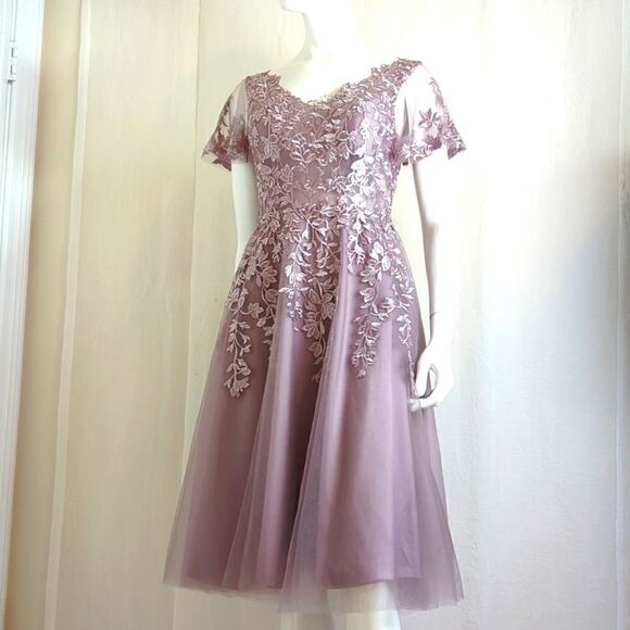 Party, Special Occasion Dress Mauve Lace, Sparkle and Tulle Size 4 NWOT - Picture 1 of 9